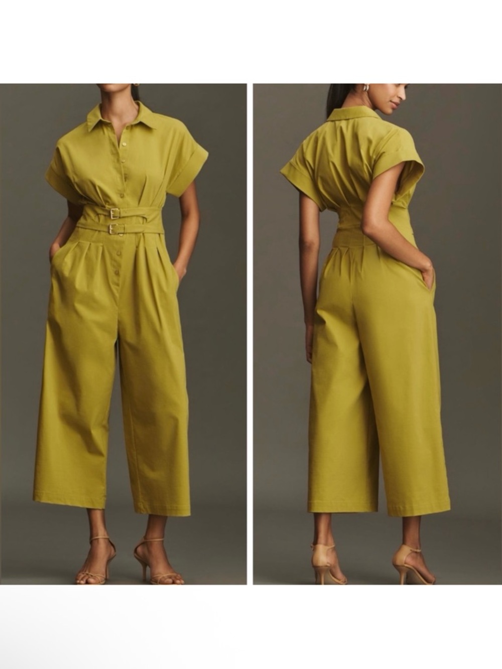 Anthropologie Exquise The Tobie Pleated Double-Buckle Jumpsuit Size M - Picture 3 of 9